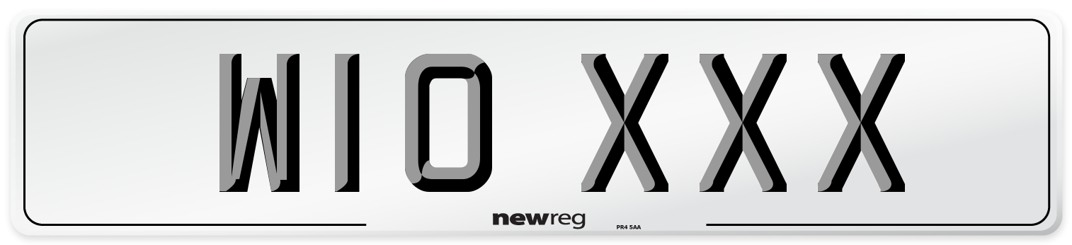 W10 XXX Number Plate from New Reg